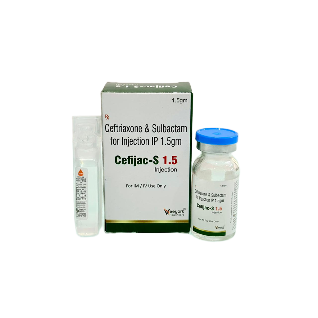 Cefijac S 1.5 Injection | Ceftriaxone & Sulbactam for Injection IP 1.5gm | Main Image