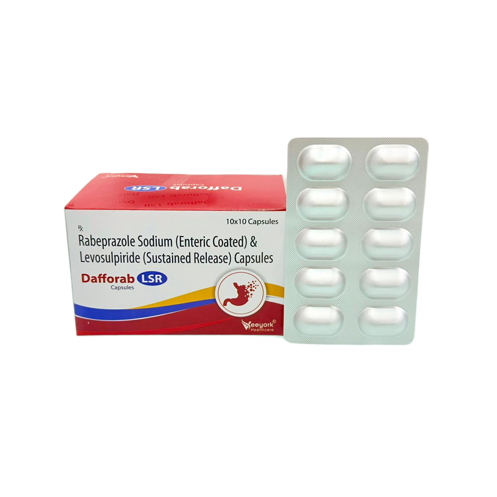 Dafforab LSR | Rabeprazole Sodium (Enteric Coated) & Levosulpiride  (SR) Capsules | Main Image
