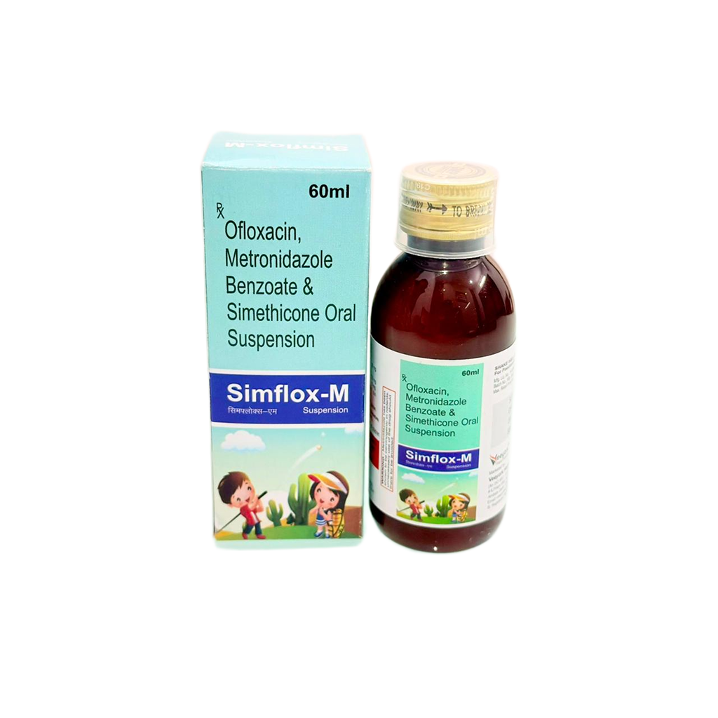 Simflox M | Ofloxacin Metronidazole Benzoate & Simethicone Oral Suspension | Main Image