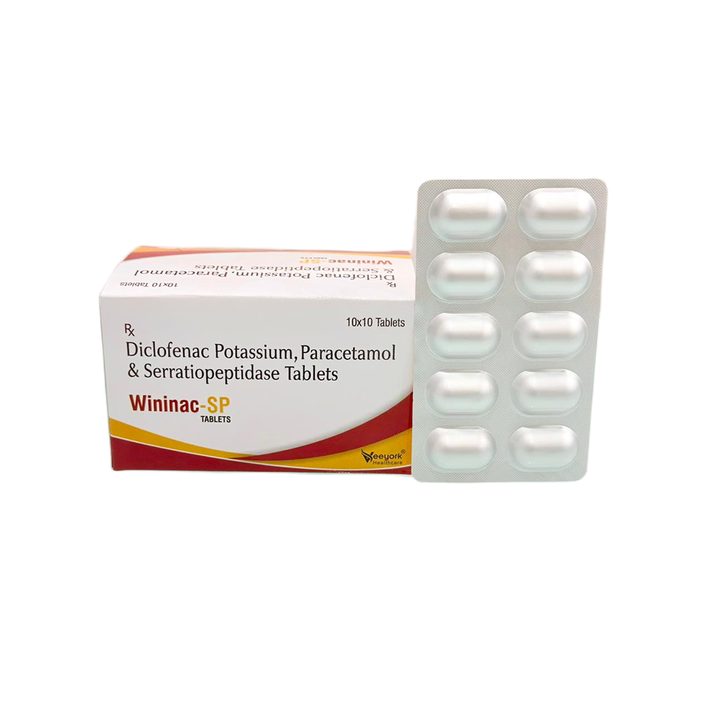 Wininac SP | Diclofenac Potassium, Paracetamol & Serratiopeptidase Tablets | Main Image